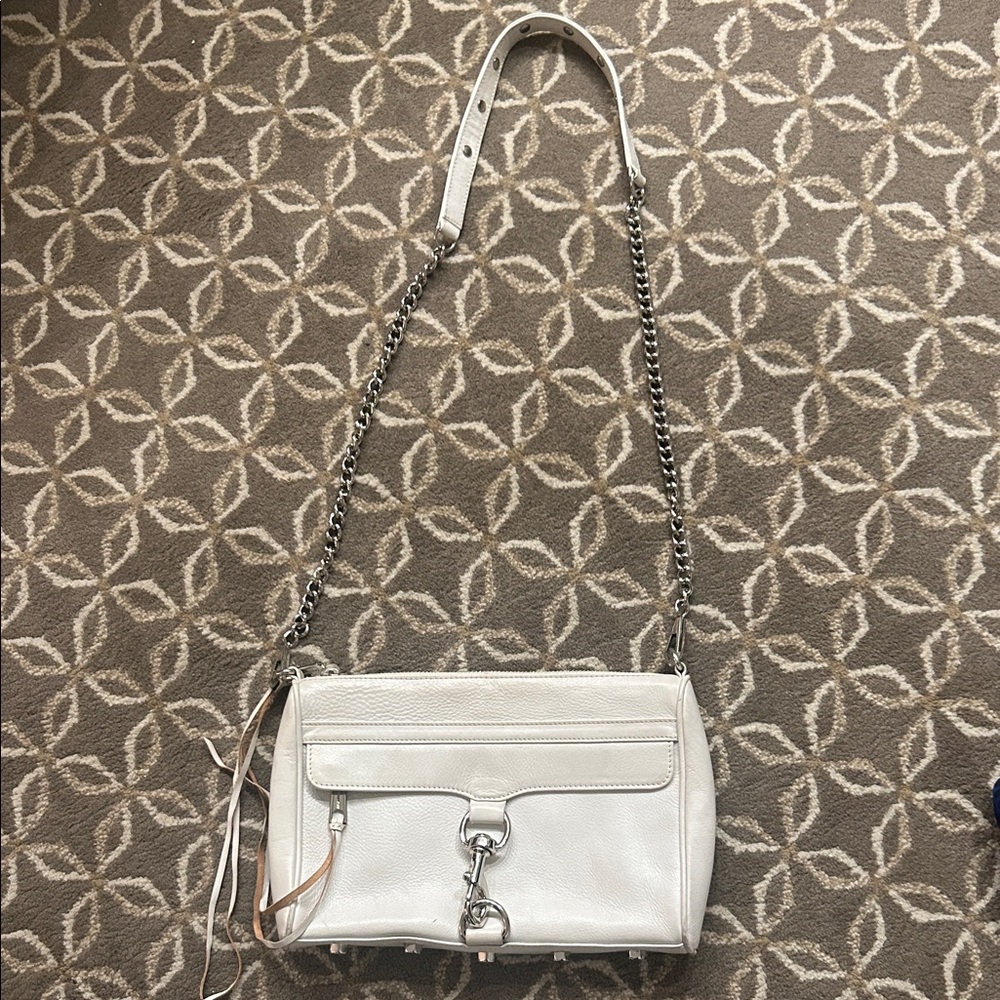 Chic White Leather Crossbody Bag